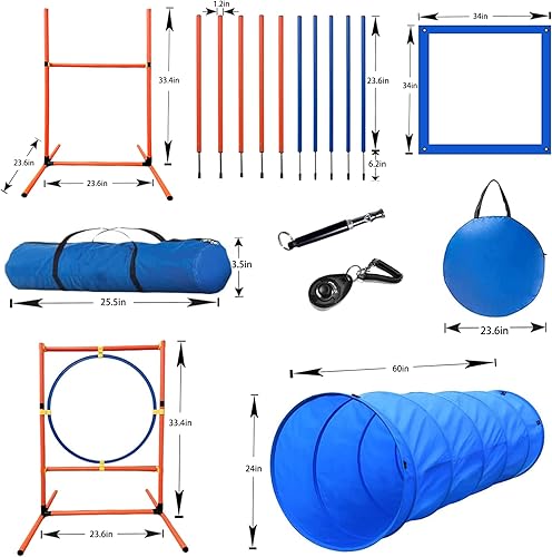 Miniatura 6 de Juego de equipos de entrenamiento de agilidad para perros, kit de inicio de carrera de obstáculos para entrenamiento de cachorros, agilidad para