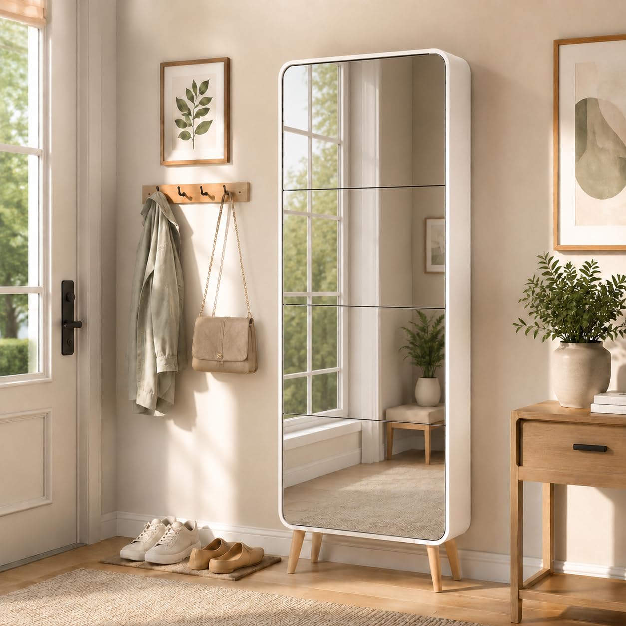 Amazon.com: Arched Full-Length Mirror Shoe Storage Cabinet with 4