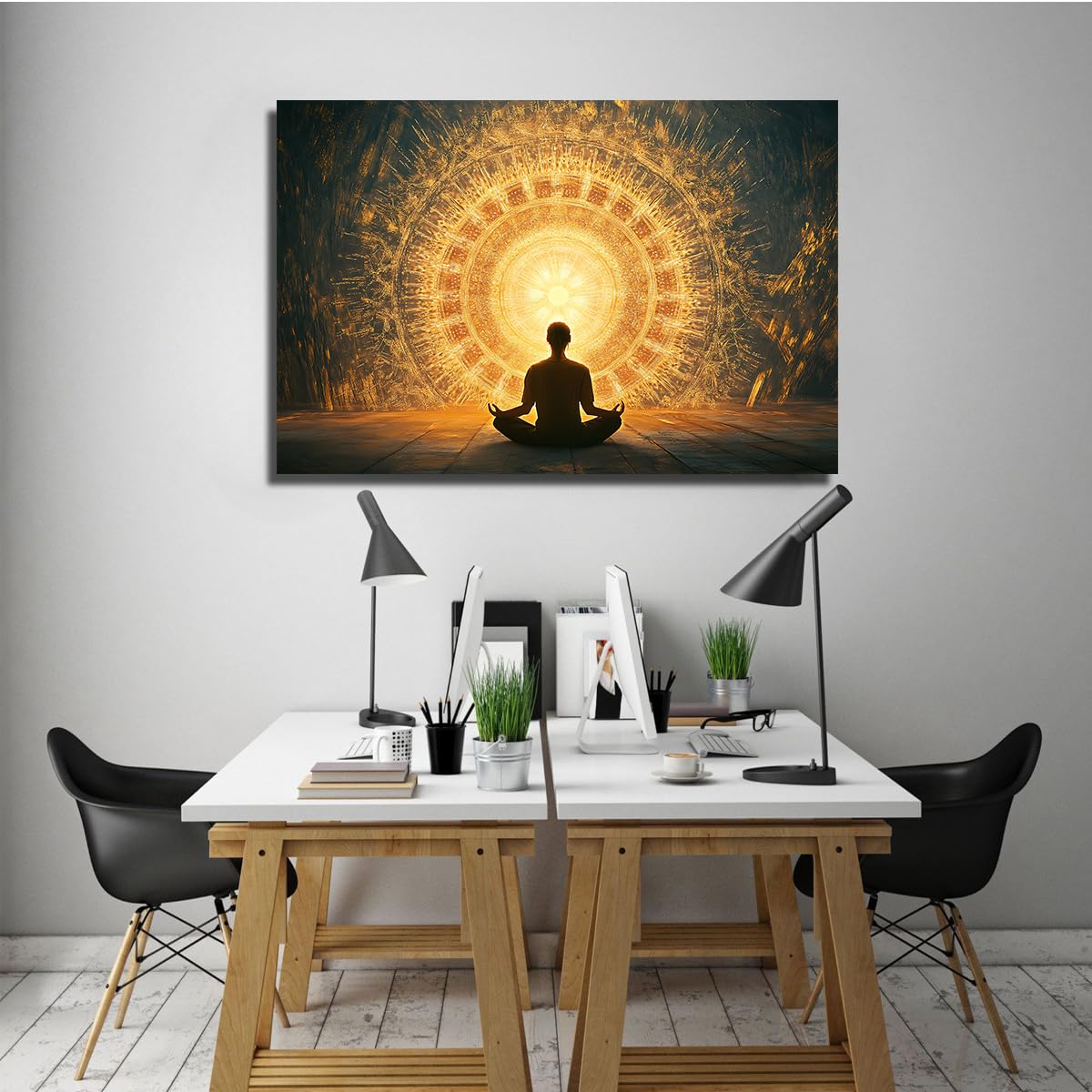 UIRINGART Tela da meditazione Arte murale Poster della religione Zen Poster pittura Stampa fotografica interna Murales moderni per arredamento di casa 45x70cm