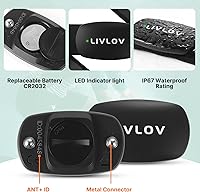 Vista 2 de LIVLOV V6 Heart Rate Monitor Chest Strap, Bluetooth 5.0 ANT+ Chest Heart Rate Monitor IP67 Waterproof HR Sensor for Peloton Polar Wahoo Zwift DDP