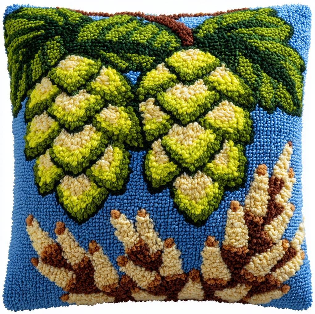 WallustrioaW Latch Hook Cushion Kits,Pine Cone Pattern