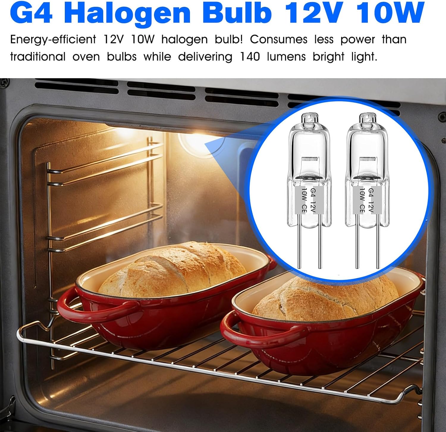 W10886919 Oven Bulb T3 12V 10W Halogen Bulbs 2 Pin Appliance Bulb Replacement Whirlpool、KitchenAid、Jenn‑Air、Maytag Oven, Microwave G4 Halogen Bulb 12V 10W - 2 Pack
