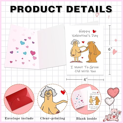 Vista 49 de Divertidas tarjetas de San Valentín para ella, él, tarjetas traviesas de San Valentín, tarjetas de felicitación de cumpleaños con sobre para novio