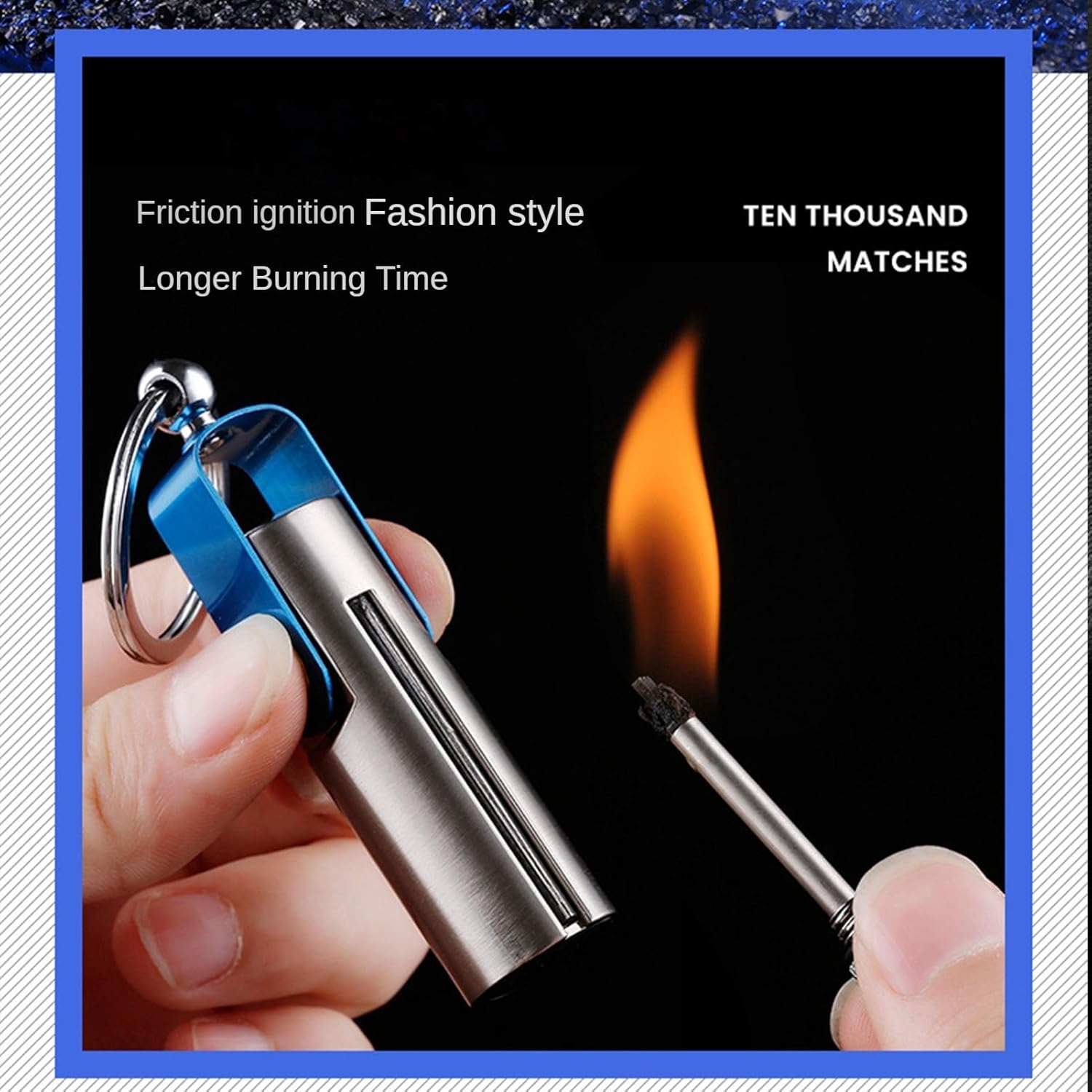 メタルマッチライター防水フリントイグナイター永久マッチキーホルダーライターマッチスティックイグナイターキーホルダー付きキャンプハイキ