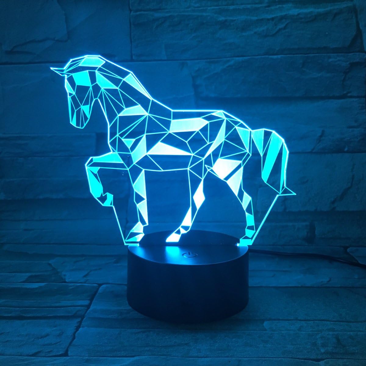Animal Nuit Lumière 3D Cheval Illusion Lampe USB Alimenté LED