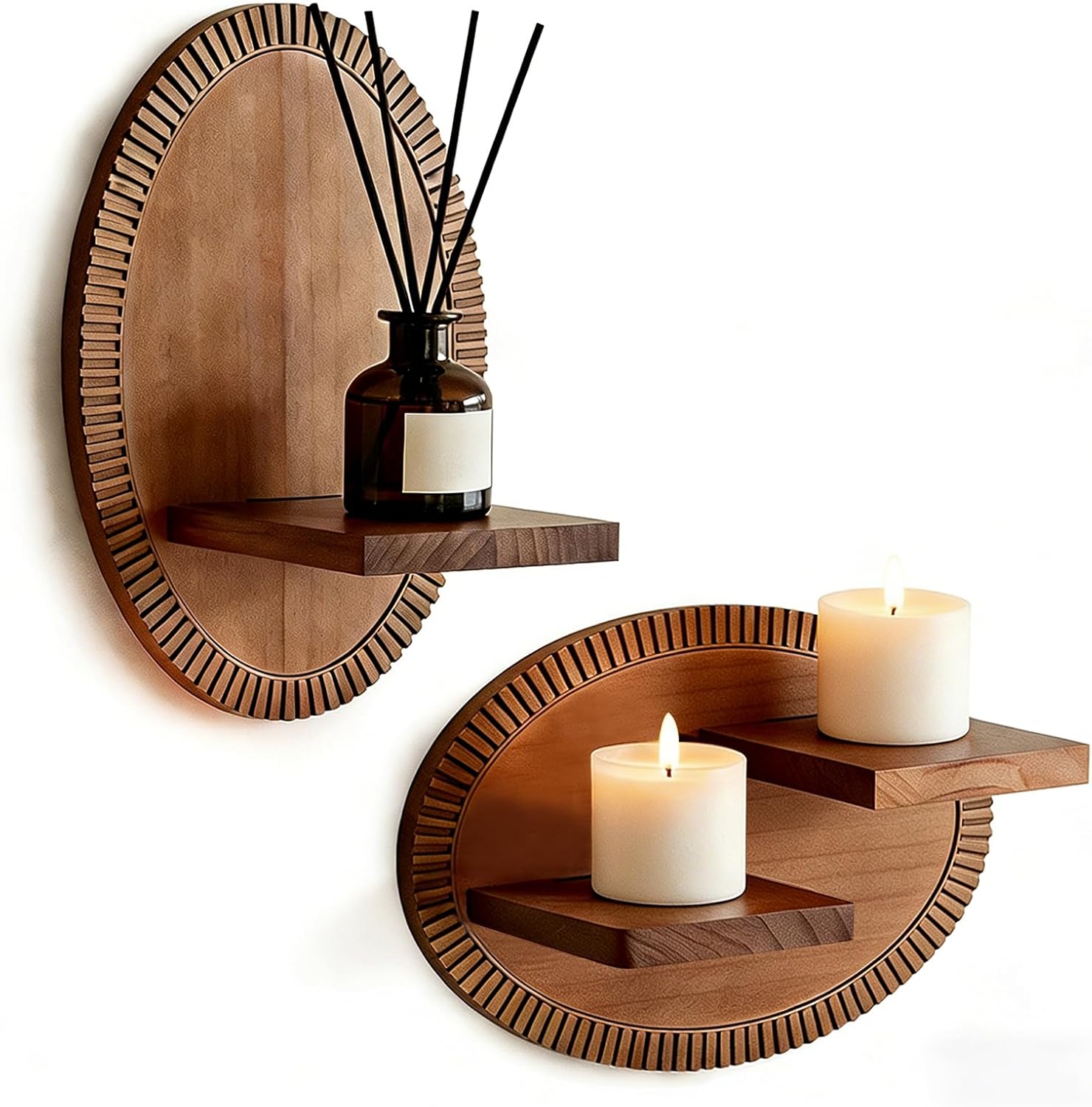 Candle Wall Sconces Set of 2 Rustic Candle Holders Wooden Vintage Wall Sconces Farmhouse Wall Decor for Fireplace, Living Room, Bedroom