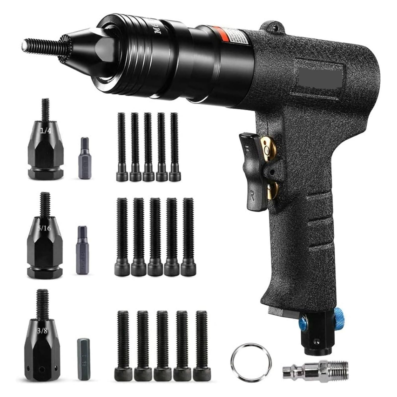 Pistola Sparachiodi, Pistola Pneumatica For Dadi For Rivetti 1/4-20, 5/16-18, 3/8-16 Pistola Con Testa Autobloccante Con Mandrini Di Ricambio, Rivnut Di Grado Industriale