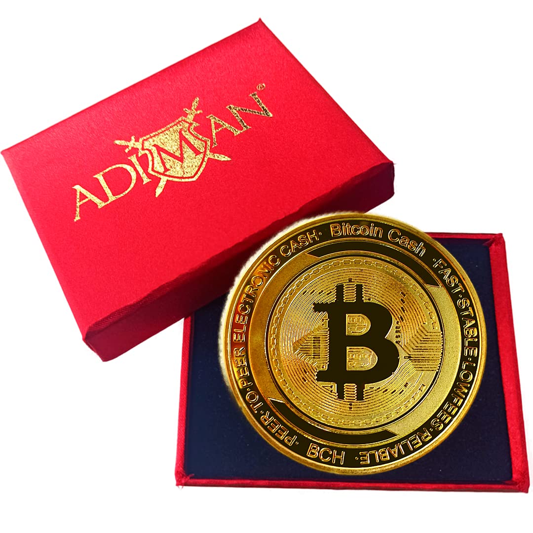 Adiman Bitcoin Coin 1 Oz Heavy Bullion Premium Metal 24Kt Gold Plated  Bitcoin Cash Coin with Luxury Box for Display Crypto Coin Collectible  Commemorative : Amazon.in: Toys & Games