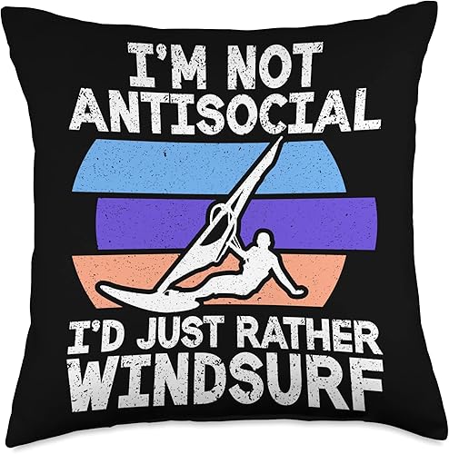 Windsurf Surfer Windsurfer Apparel Windsurfing Surfing Board Water Sports Throw Pillow 18x18 Multicolor
