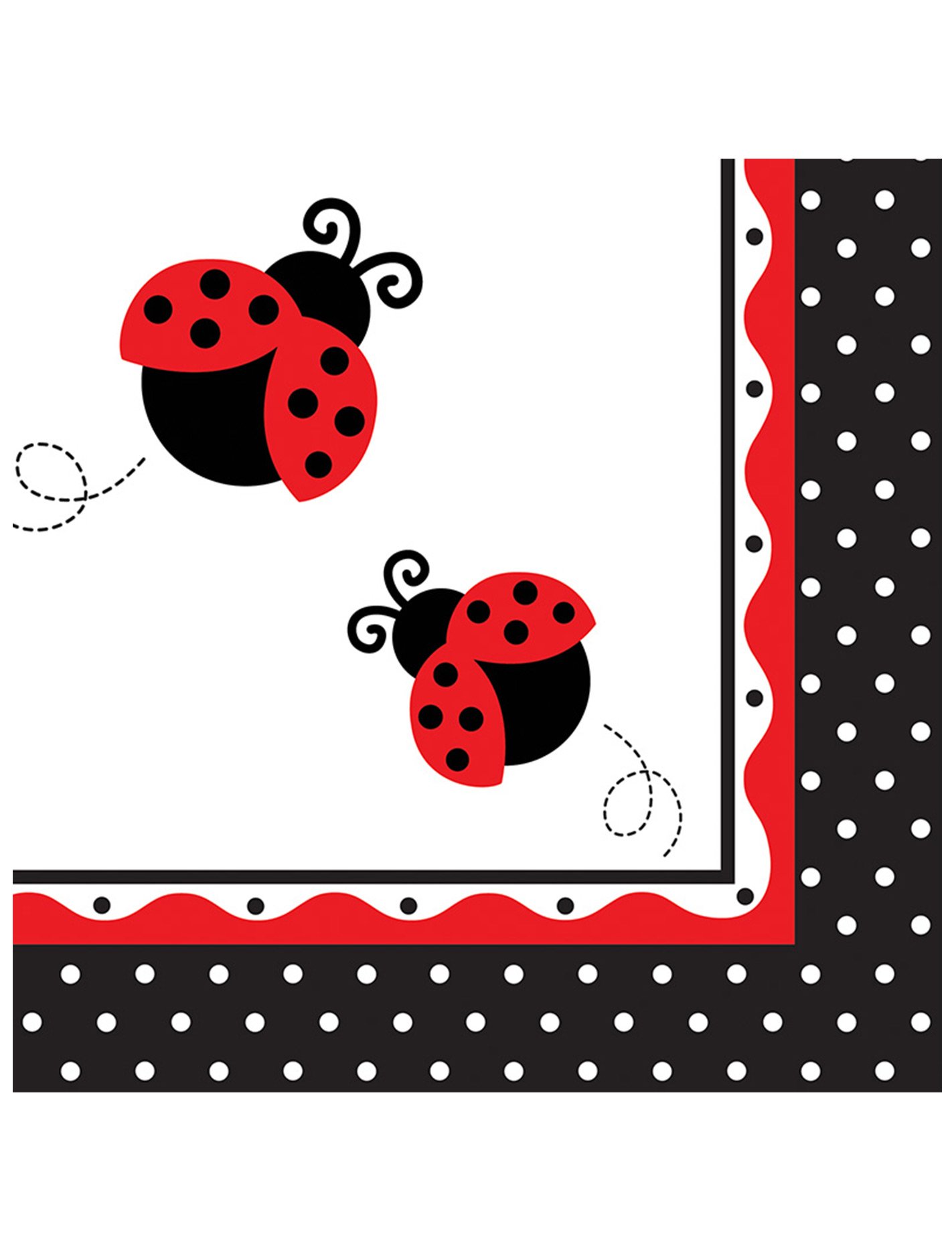 Creative Converting Ladybug Fancy 3-Ply Lunch Napkins 16 Pieces Set