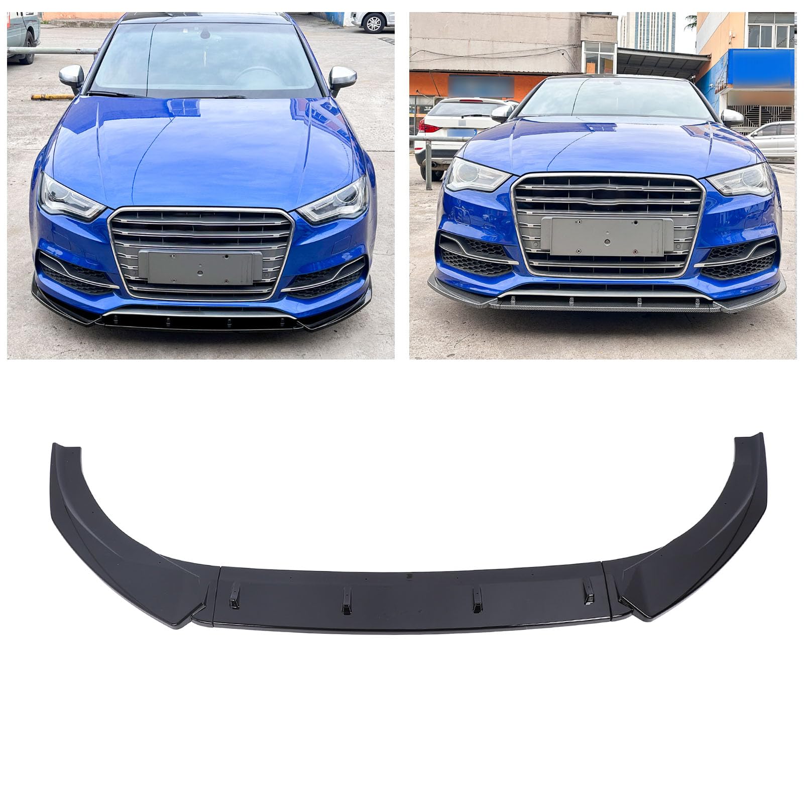 Vordere Stoßstange Lip Spoiler Racing Style Body Kit 3 Abschnitt Typ für S -Linie 8V Pre -Facelift 2013 bis 2016 aus Premium -ABS -Material enthält 3 Spoiler 16 Schrauben 12 (Glänzend schwarz)