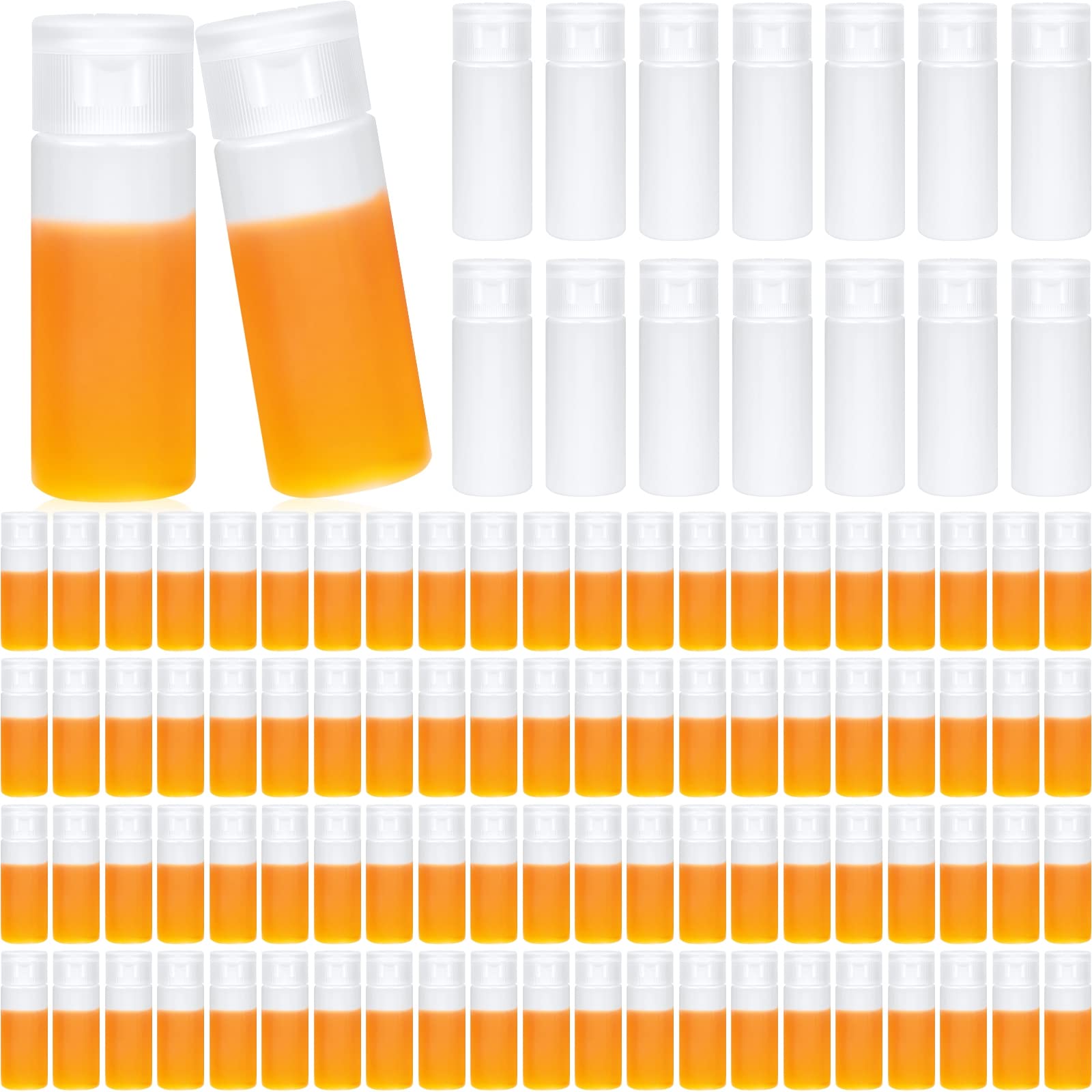 100 Pcs 12ml 0.4oz mini Plastic Sample Bottle Flip Cap Empty Travel Bottles Small Squeeze Sample Containers Leakproof Refillable for Makeup Cosmetic