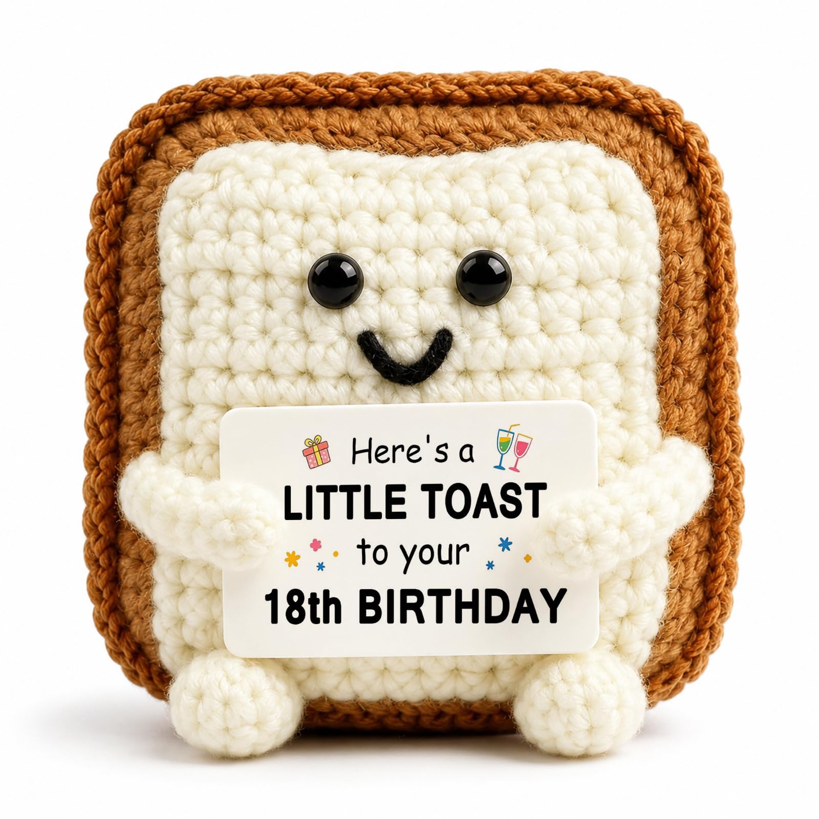 exylosluxek 18th Birthday Gifts for Girls Handmade Emotional Support Crochet Toast - 18th birthday gift for boys, Cute Stuff with Pun Card, Funny Positive Affirmation Gifts for 18, Home Decor
