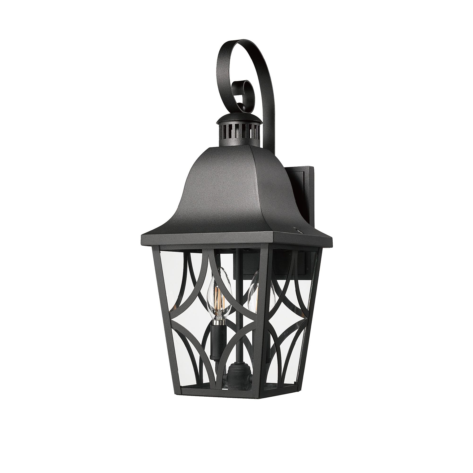 VDOQTLJT Elegant Waterproof Outdoor Wall Light Fixtures for Patio and Porch Matte Black Glass Lantern 2-Pack