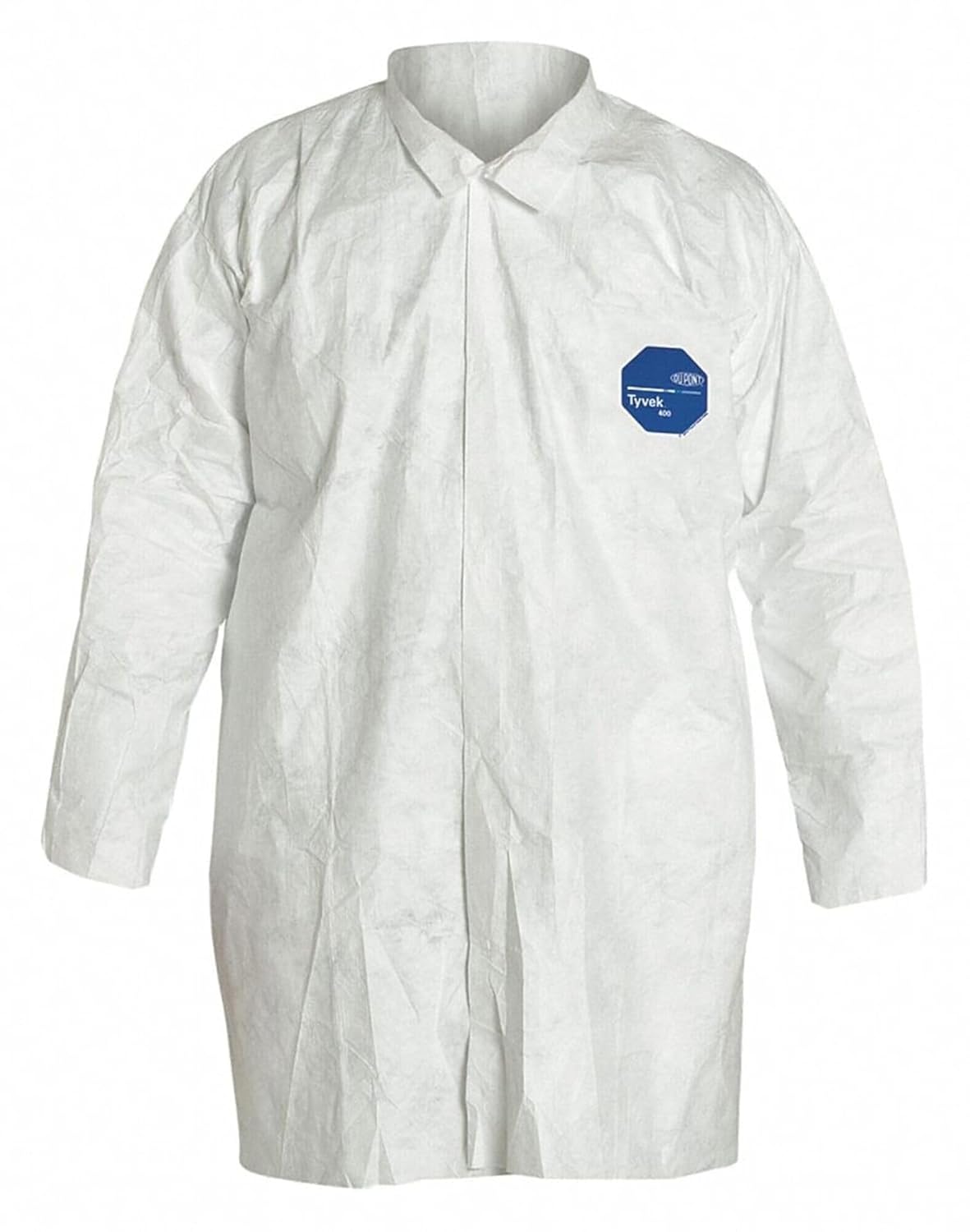 Dupont TY210SWH7X003000 White Tyvek Frocks with Collar, Open Wrists, Front Snap Closure, Serged Seams, 7X-Large (Pack of 30)