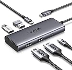 UGREEN 6 en 1 Station d'accueil pour Ordinateur portable Dual Monitor, Dual 4K@60Hz Single 8K@30Hz 85W Chargement rapide, 2 USB Ports de données A&USB C 5Gbps, USB C Dock Compatible avec MacBook Air/Pro, HP, ASUS, XPS13/15