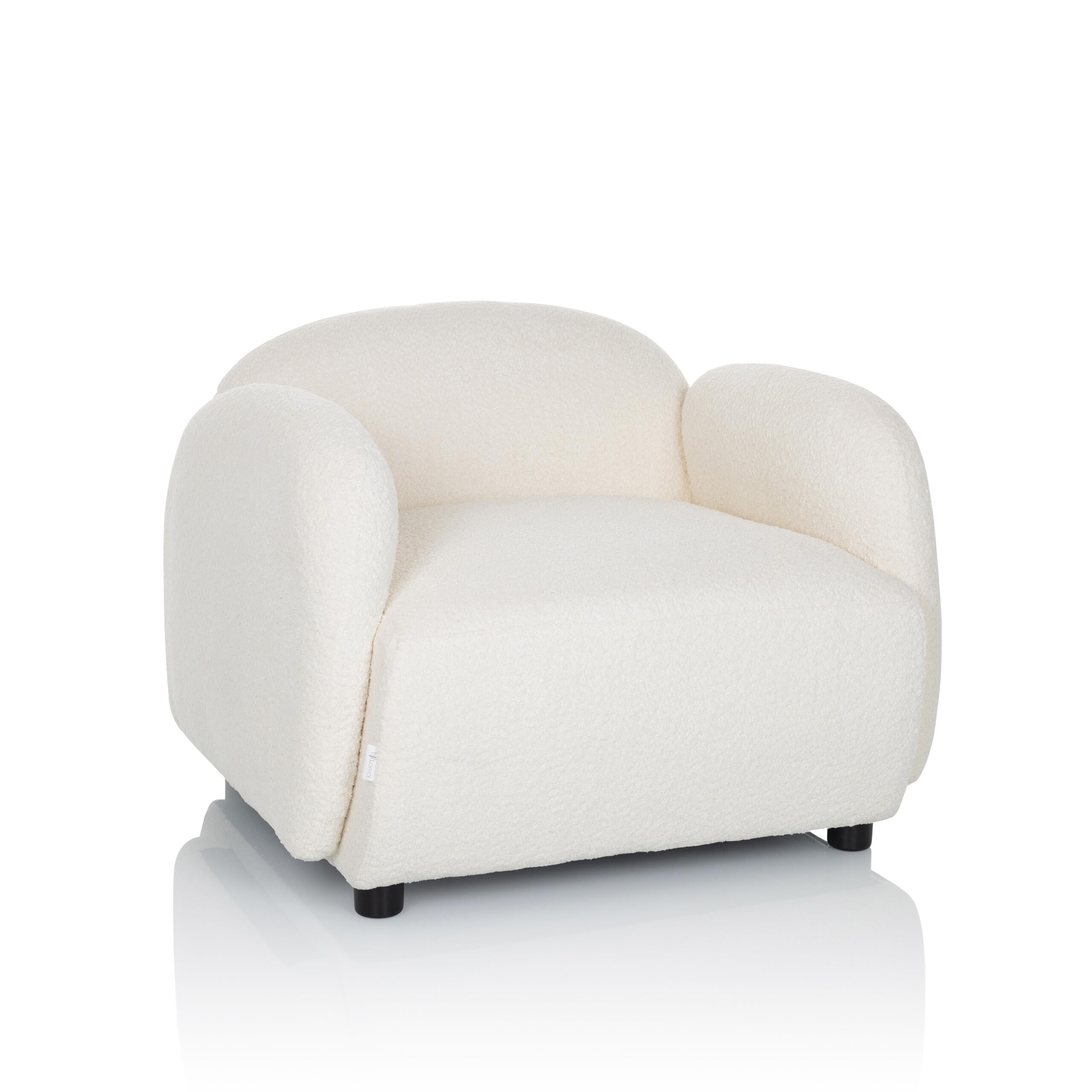 Fauteuil rembourré avec accoudoirs VERDUNA Tissu Teddy, Lounge Confortable, Relax pour Salon/Chambre, Blanc