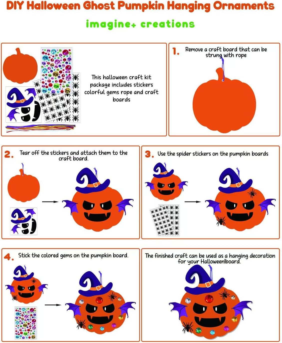 Zliisang 24 Pack Halloween Craft Kit for Kids Make You Own Foam Stickers Crafts DIY for Classroom Activities Halloween Decorations Party Favors