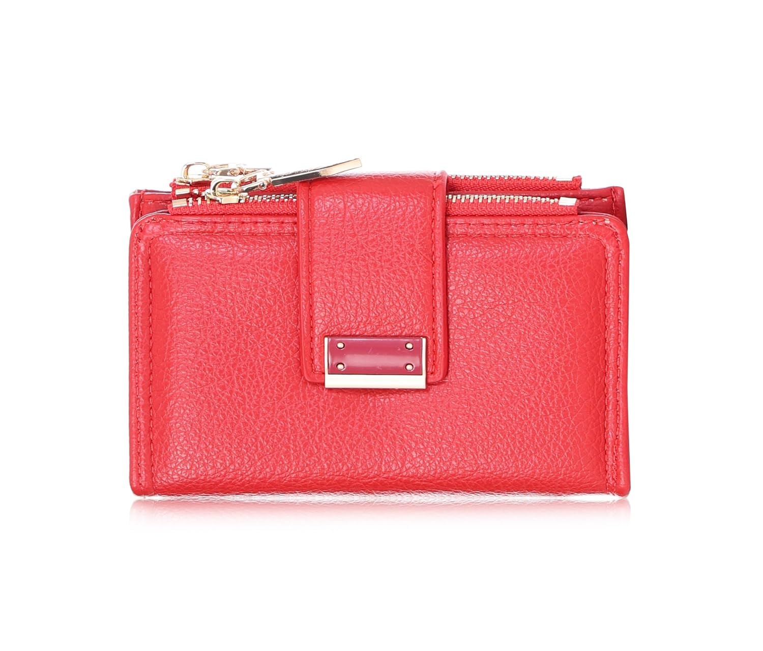 Womens Small Wallet with Zipper & Flap Closure – Premium Vegan Leather Compact Wallet | Stylish Card Holder Purse with 3 Pockets & 1 Compartment | Lightweight Mini Color-Red-image-9