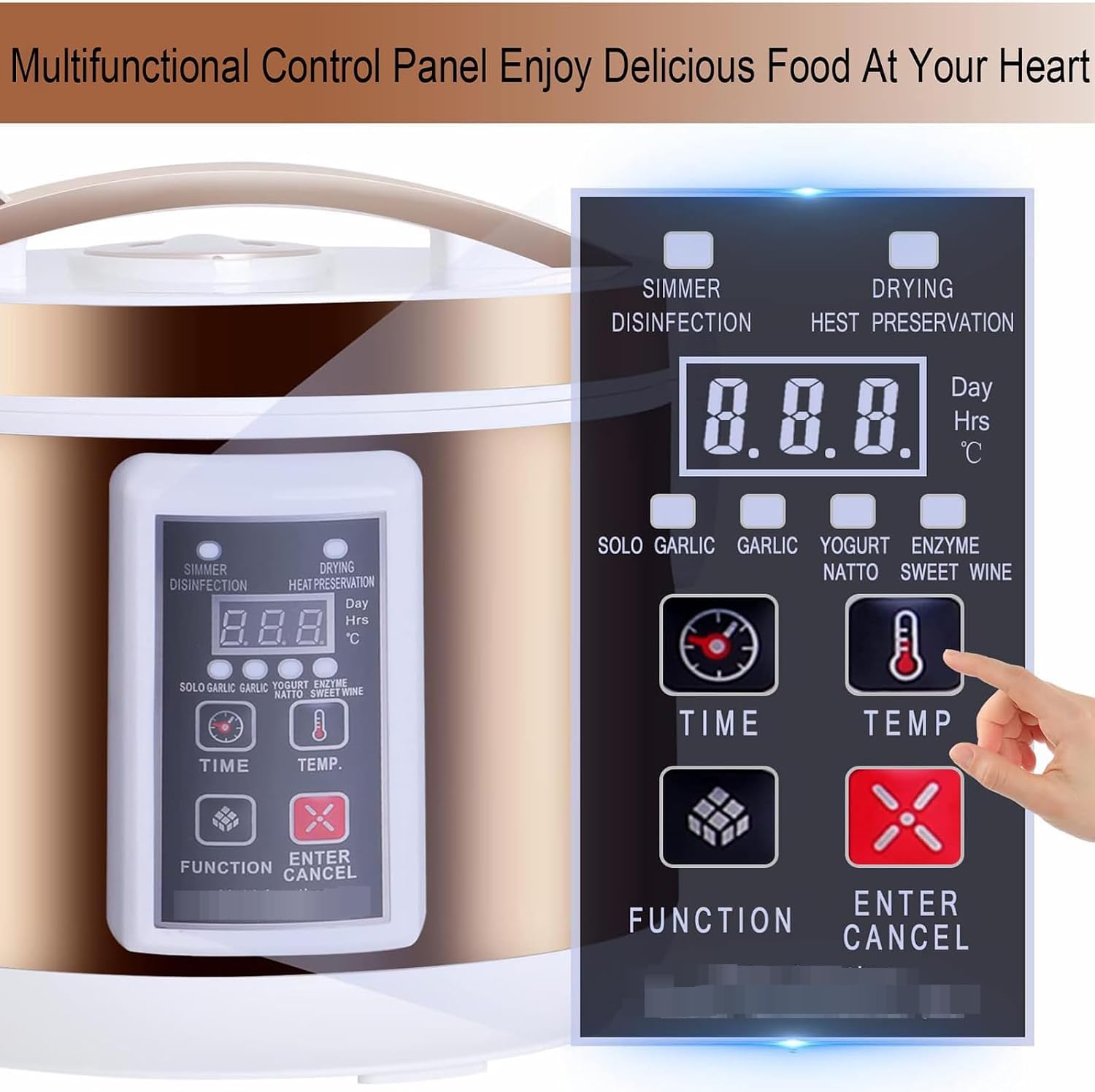 6L Nero Aglio Maker con Cestello in Acciaio Inox.Adatto per yogurt, natto, aceto di frutta, ecc.Dispone di riscaldamento intelligente del timer, memoria di spegnimento e funzionamento con un solo puls