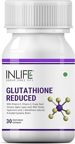 Cápsula de suplemento dietético reducido con glutatión L de 1000 mg, vitamina C, cardo mariano, extracto de semilla de uva, biotina para una piel