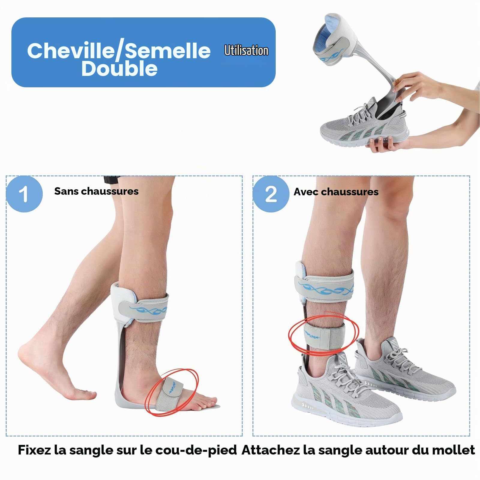 AFO Attelle de pied tombant – Stabilisateur de pied tombant avec accident vasculaire cérébral, MS, hémiplégie, chaussures de soutien du pied tombant pour aider à marcher plus facilement et