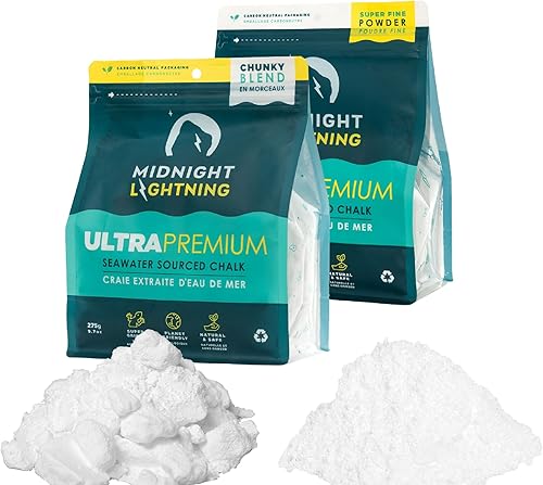 Midnight Lightning Tiza de escalada de origen de agua de mar, tiza suelta para escalada en roca, boulder, levantamiento de pesas y gimnasia