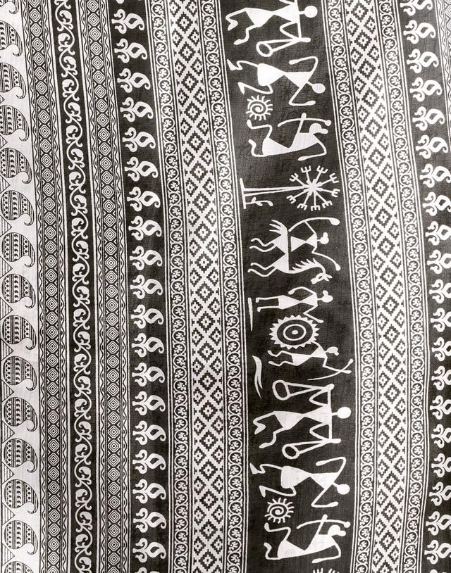 Image of SIRIL Women's Bagalpuri Silk Saree | Varli Printed Saree With Unstitched Blouse Piece