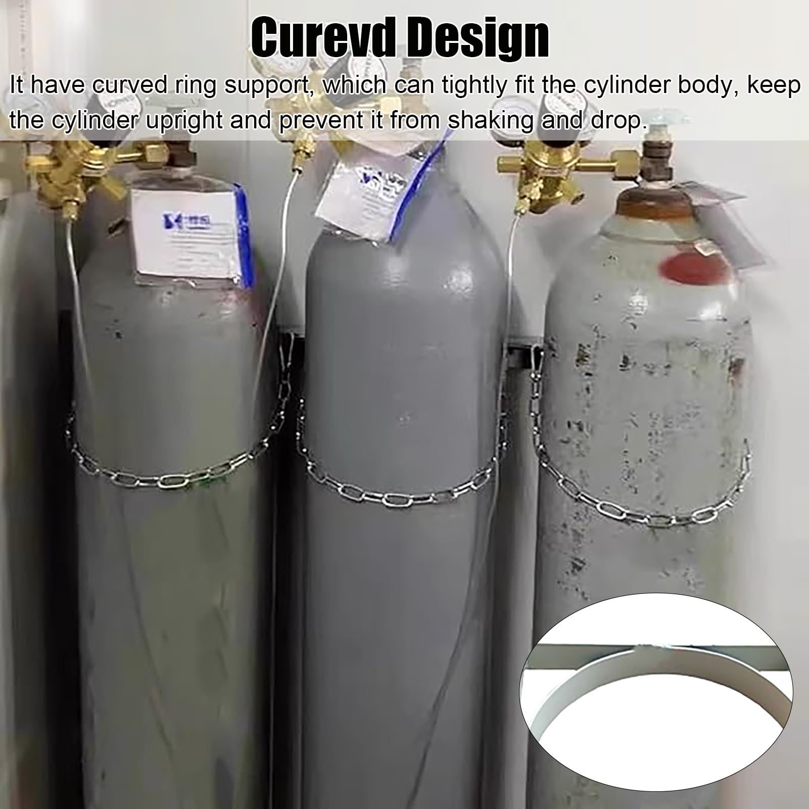 Soporte para bombonas de oxígeno, Soporte de Pared para Tanques de oxígeno - Estante de Almacenamiento para bombonas de Gas con Tornillos y Cadena de Seguridad, Organizador de Bote