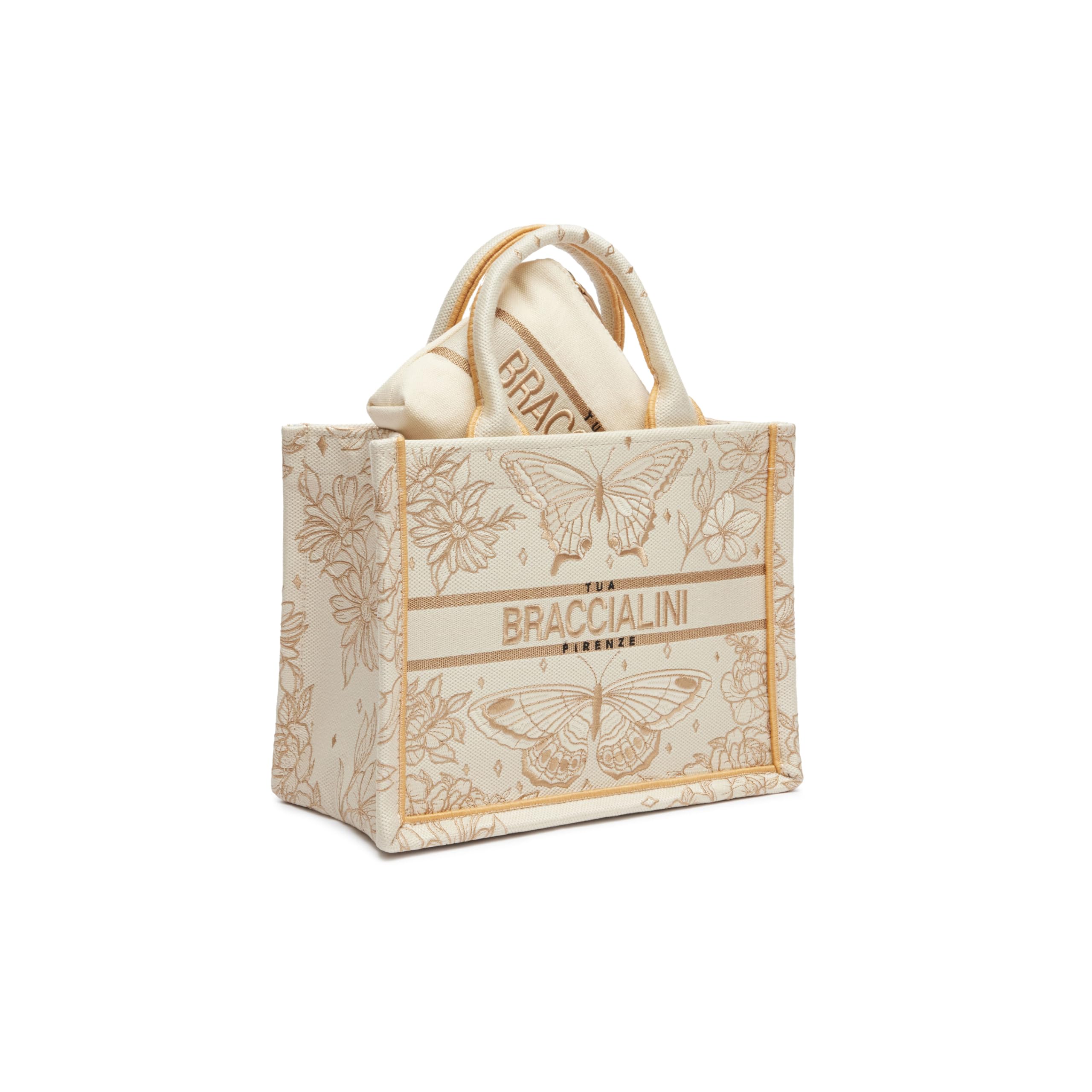 Braccialini Borsa a Mano Donna Linea Queen firmata Tessuto con Pochette
