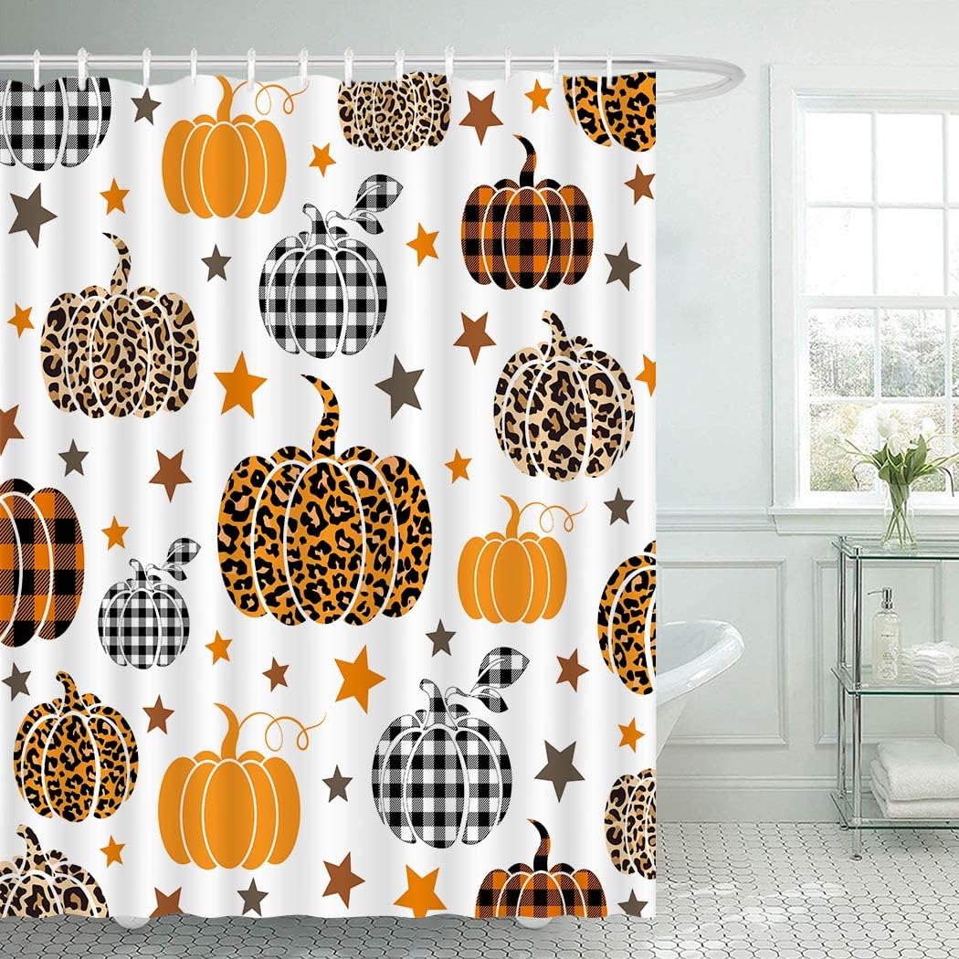 Juirnost Fall Pumpkin Shower Curtain for Bathroom Autumn