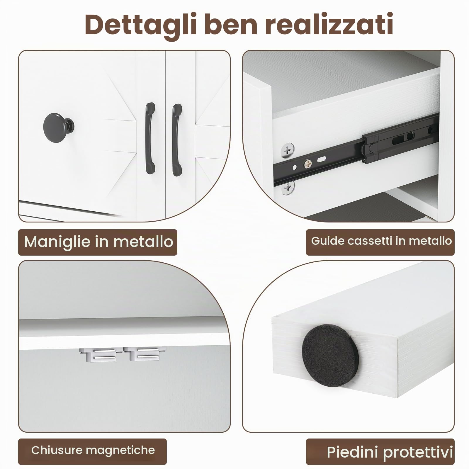 KOMFOTTEU Credenza Cucina con Ripiano Regolabile, 2 Ante e Cassetto