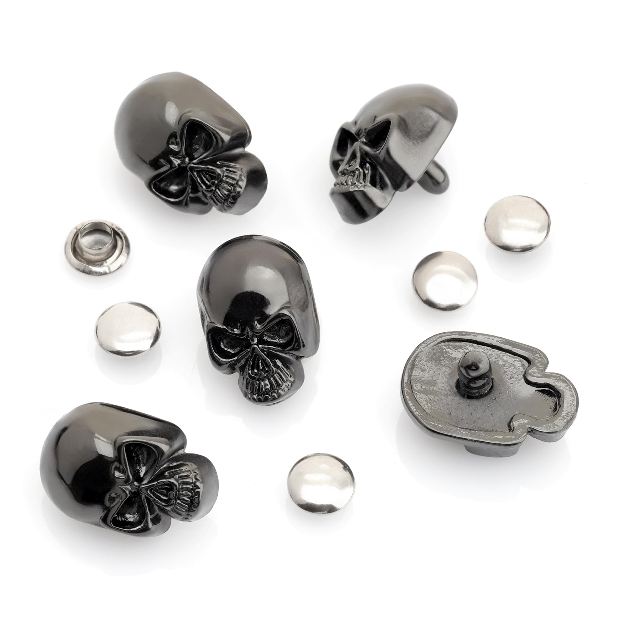Fashewelry 320 Sets Mixed Metal Rivets & Studs - Skull, Star, Crystal Rhinestone Spikes For Clothing, Belts, Dog Collars, DIY Crafts