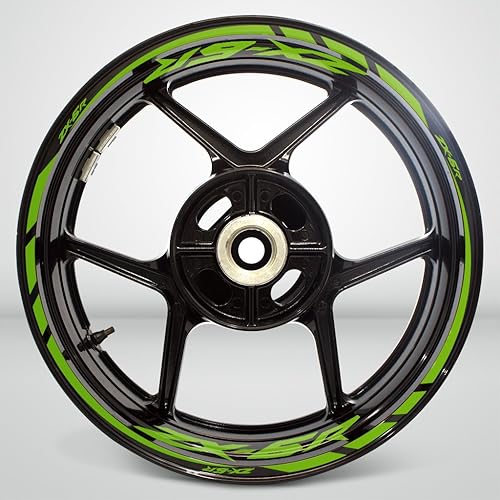 Miniatura 2 de Calcomanía de llanta de motocicleta, calcomanía de accesorio de rueda para Kawasaki ZX6R, Verde mate