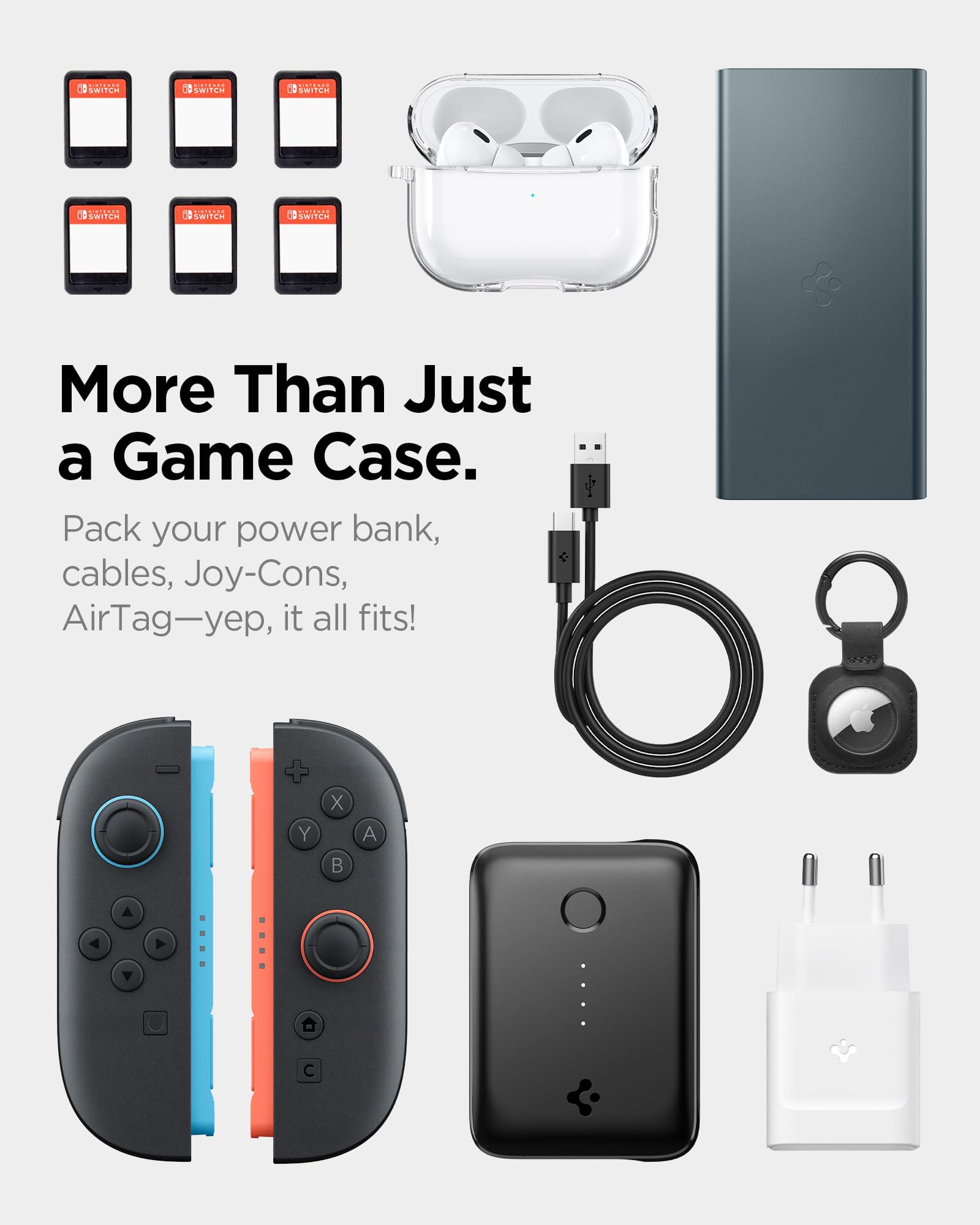 Spigen Nano Pop Pro Etui ochronne kompatybilne z Nintendo Switch 2 2025 twarda torba do przenoszenia z miejscem do przechowywania kart do gier i akcesoriów - Blueberry Navy