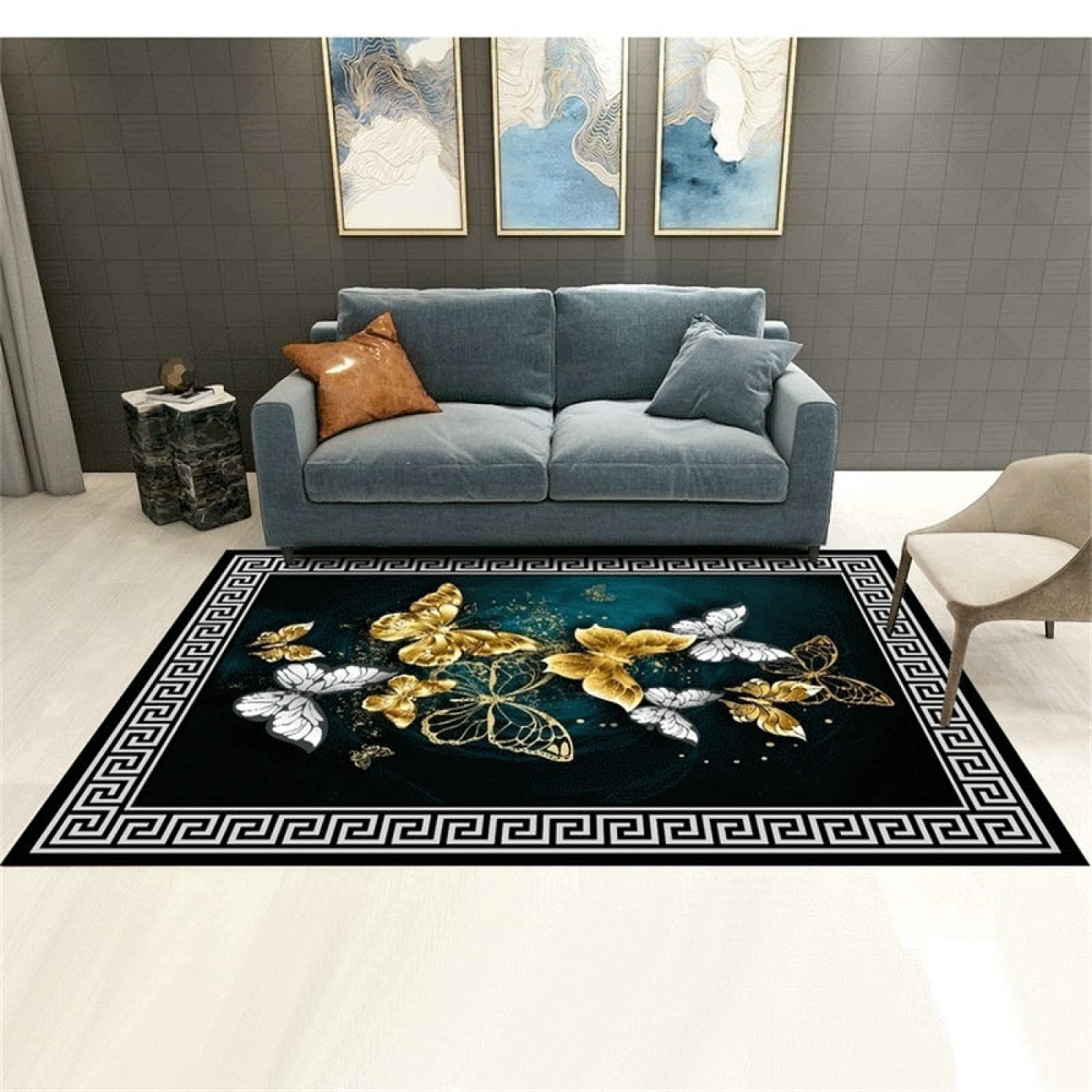 Tapis d'entrée antidérapant 50x80cm noir pour décoration de chambre de garçon