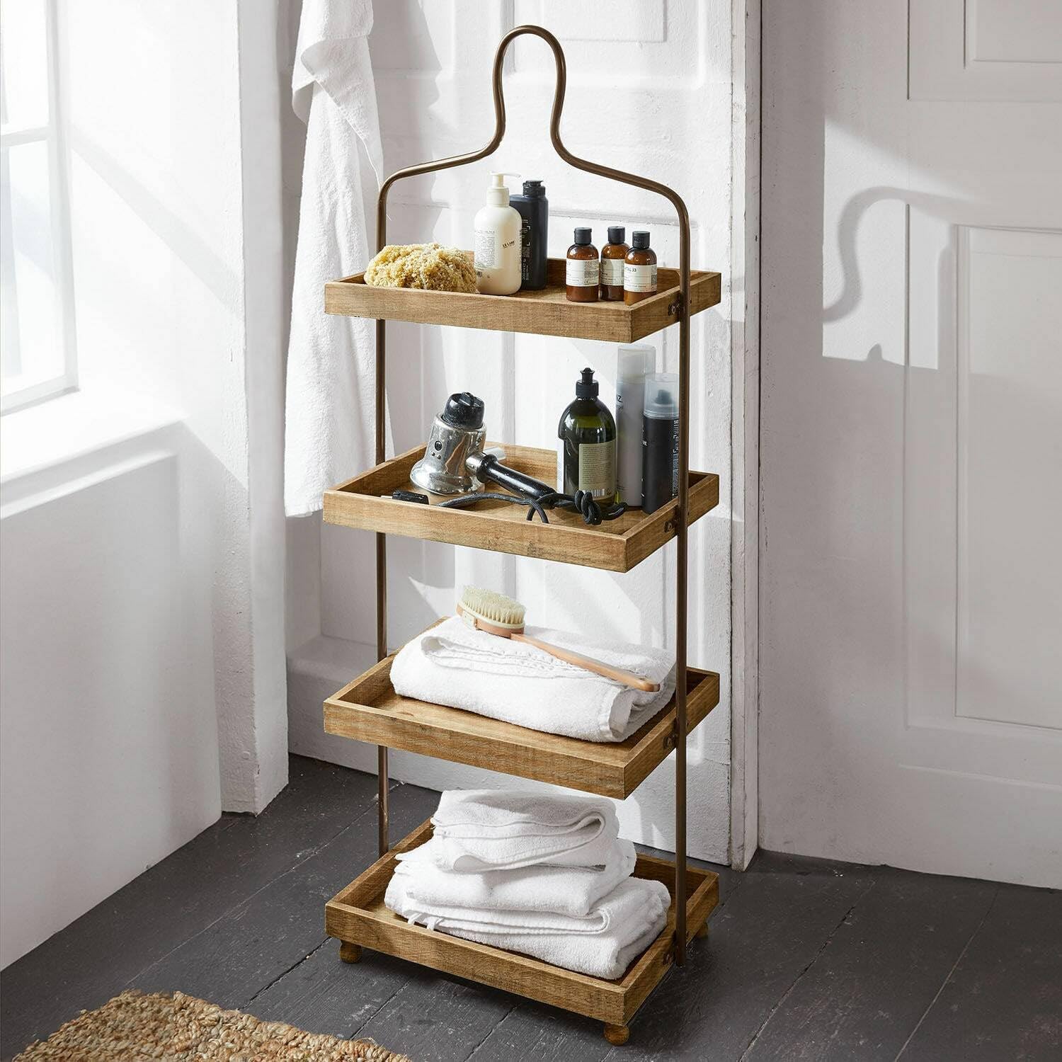 Loberon Etagere Lasse, braun/schwarz