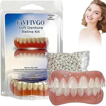 Fivfivgo Soft Denture Reline Kit Fivfivgo Soft Denture Reline Kit Fivfivgo Dentures Dentures for Attaching Snap on Dentures Silicone Dentures Top Bottom 1set