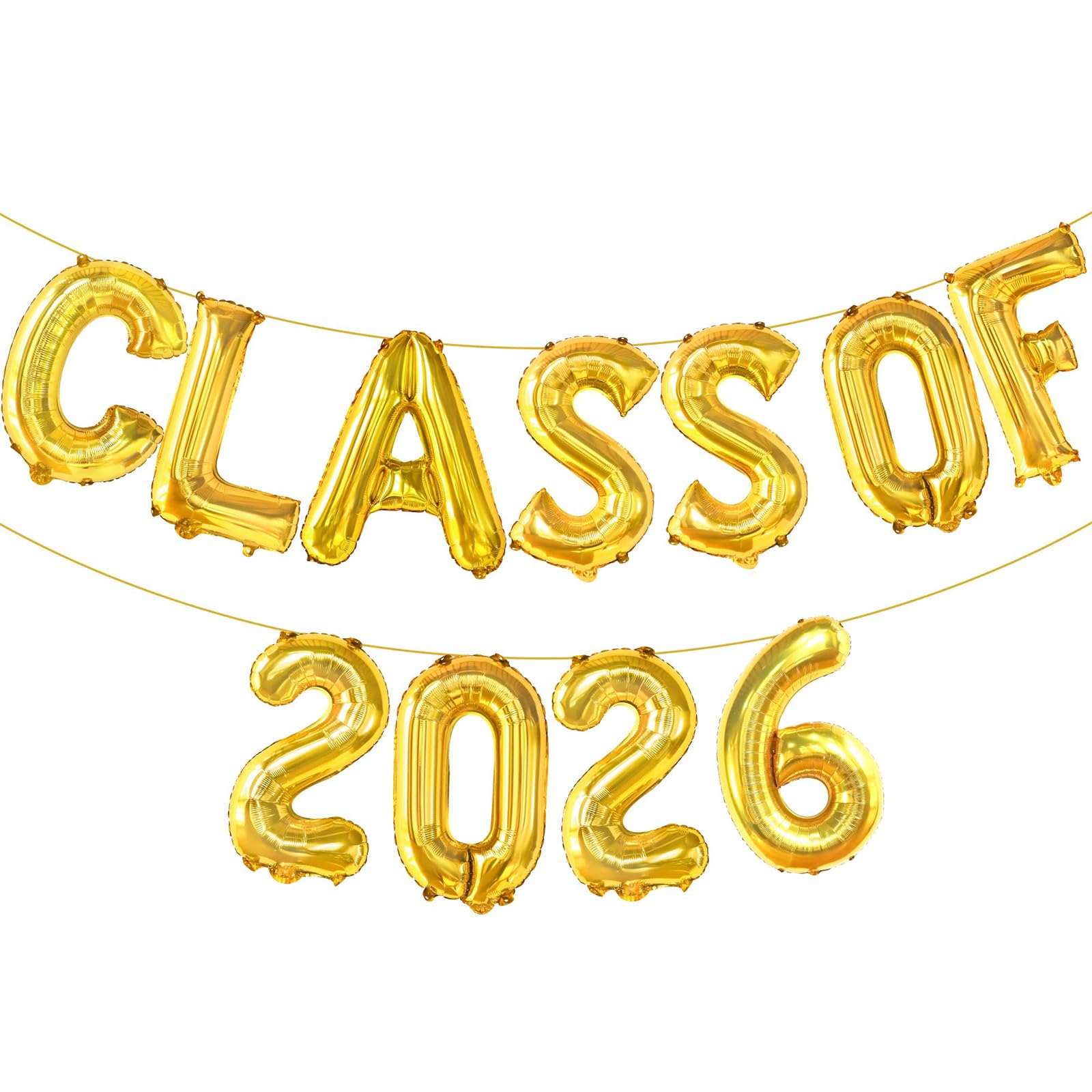Graduation Decorations Class of 2026 Balloons Banner, Prom 2026 Decorations Gold Balloons Ideal for Graduation Parties, Photo Backdrops, Home Decoration And Welcome Signs for Indoor And Outdoor Use