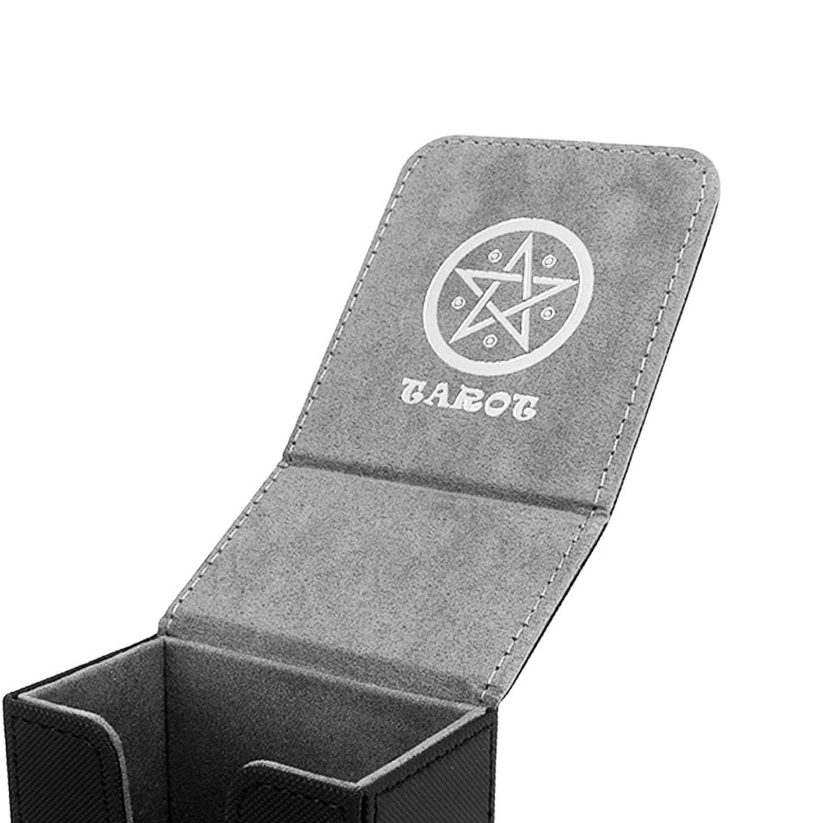 Etui na karty tarota skóry PU, duży rozmiar, uchwyt na karty tarota, motyw słońca i księżyca, pudełko na karty tarota, etui ochronne na większość standardowych kart do gry (czarne)