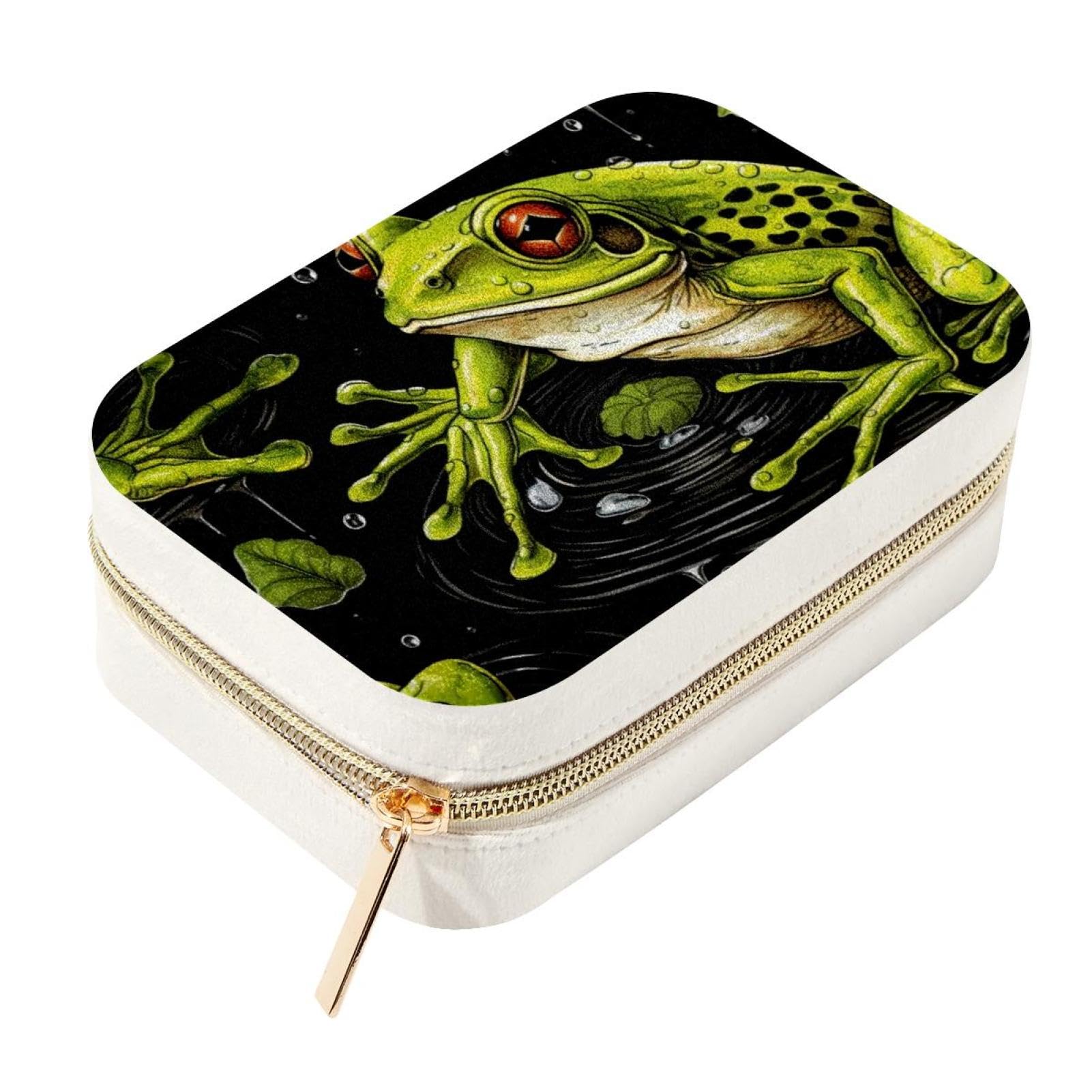 Boîte de voyage porte-bijoux grenouille en velours avec compartiments