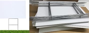 Yard Signs 20 White Signs 18x24 x 4mm Corrugated Plastic & 20 Double H-Frame Stake 10x30 9 Gauge Galvanized Wire Yard Sign Stake