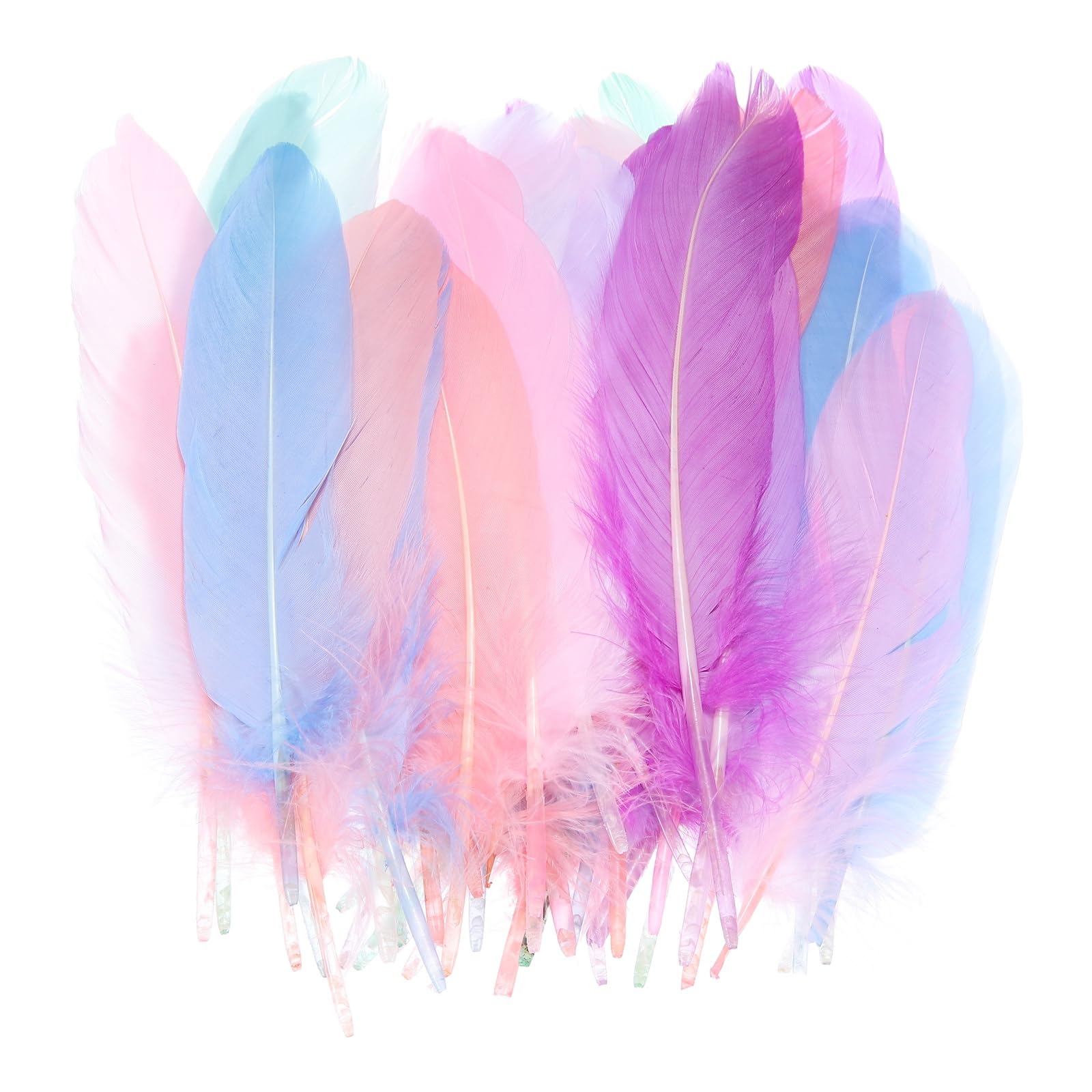 PATIKIL 6-8 Inch(15-20 Cm) Feathers, 100 Pack Long Artificial Goose Feather Dream Catcher DIY Natural Goose Women Hats Trimming for Wedding Party Crafts, Light Color