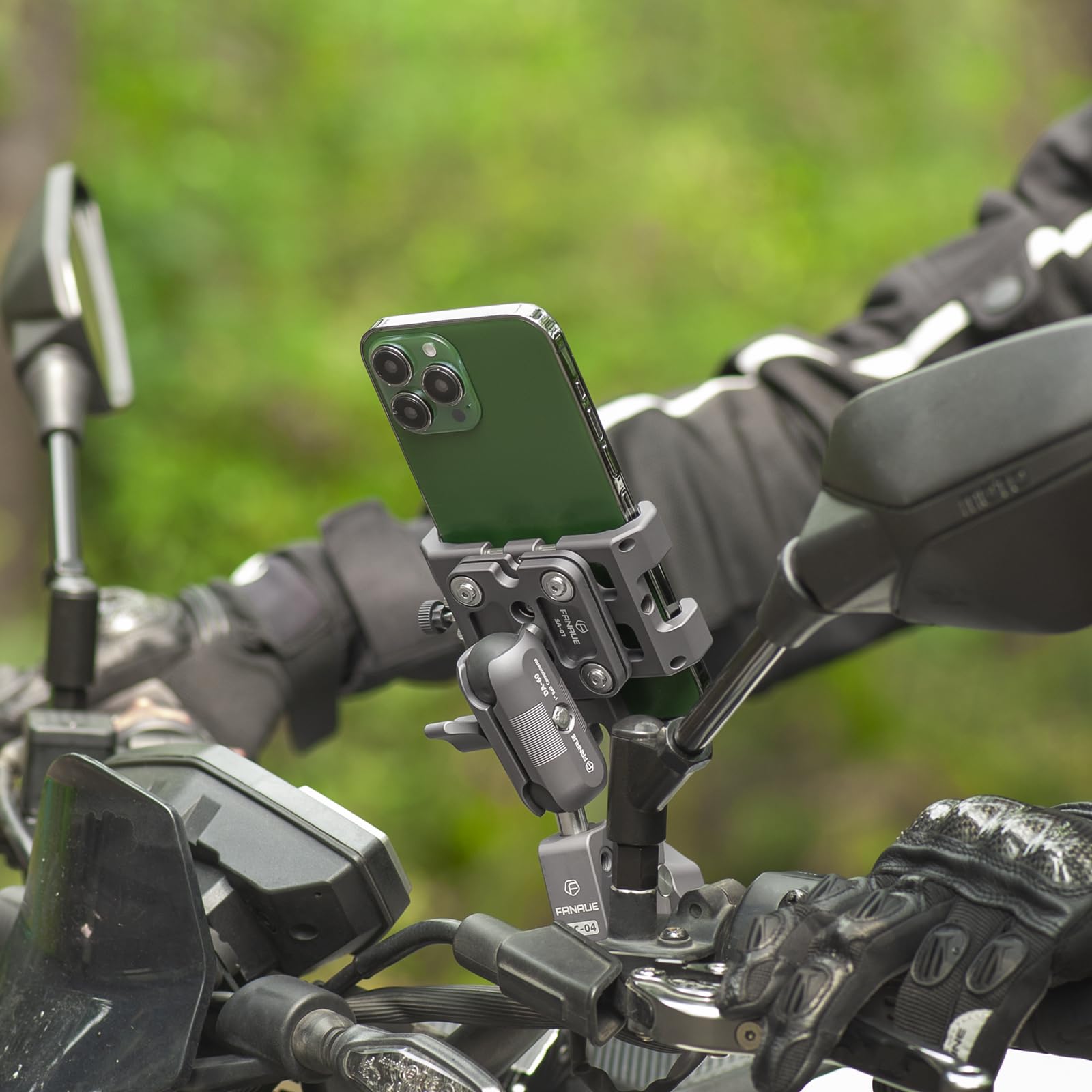 FANAUE CPC-DG09SA Handyhalterung mit 1" Kugel, Kompatibel mit RAM Halterung B Größe Doppelsockelarm und Motorrad Handyhalterung für 5,5-7" Phones mit stoßdämpfenden Eigenschaften Robust und stabil.