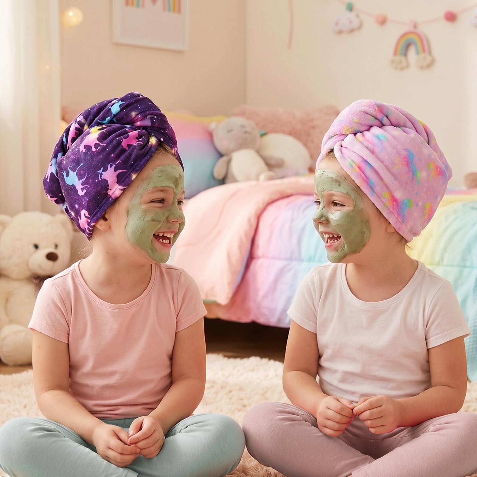 Basumee 2 Pezzi Asciugamani per Capelli a Turbante Asciugamano in Microfibra ad Asciugatura Rapida Super Assorbente con Design a Bottoni
