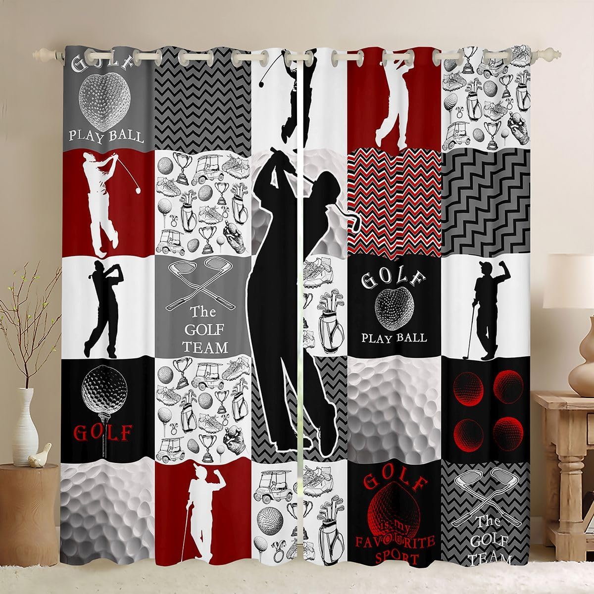 Feelyou Basketball Curtains for Bedroom Living Room (2 Panels, 38 x 45 Inch) Football Darkening Drapes Football Soccer Blackout Curtains Rugby Baseball Sports Theme Window Treatments
