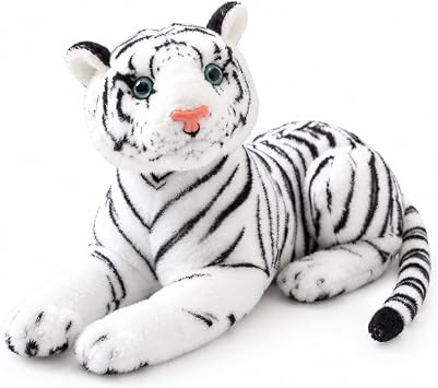 White Tiger Plush Toy 20cm,Soft Stuffed Animal Doll, Cute Simulation Animal For Bedroom Sleep Companion,Lovely Gift For Kids