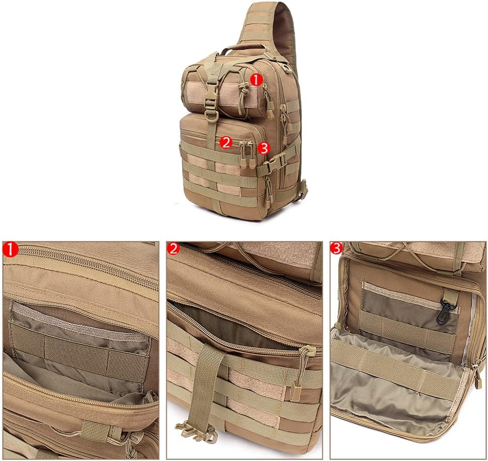Men's Tactical Sling Bag Small Crossbody Backpack Military Rover Shoulder Pack Molle Assault Range Bag Camping Hunting
