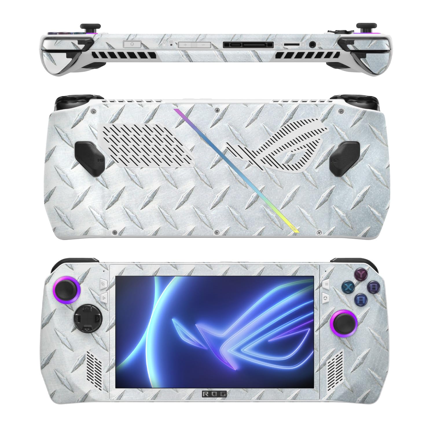 MightySkins Glossy Glitter Skin Compatible with Asus ROG Ally - Diamond Plate | Protective, Durable High-Gloss Glitter Finish | Easy to Apply