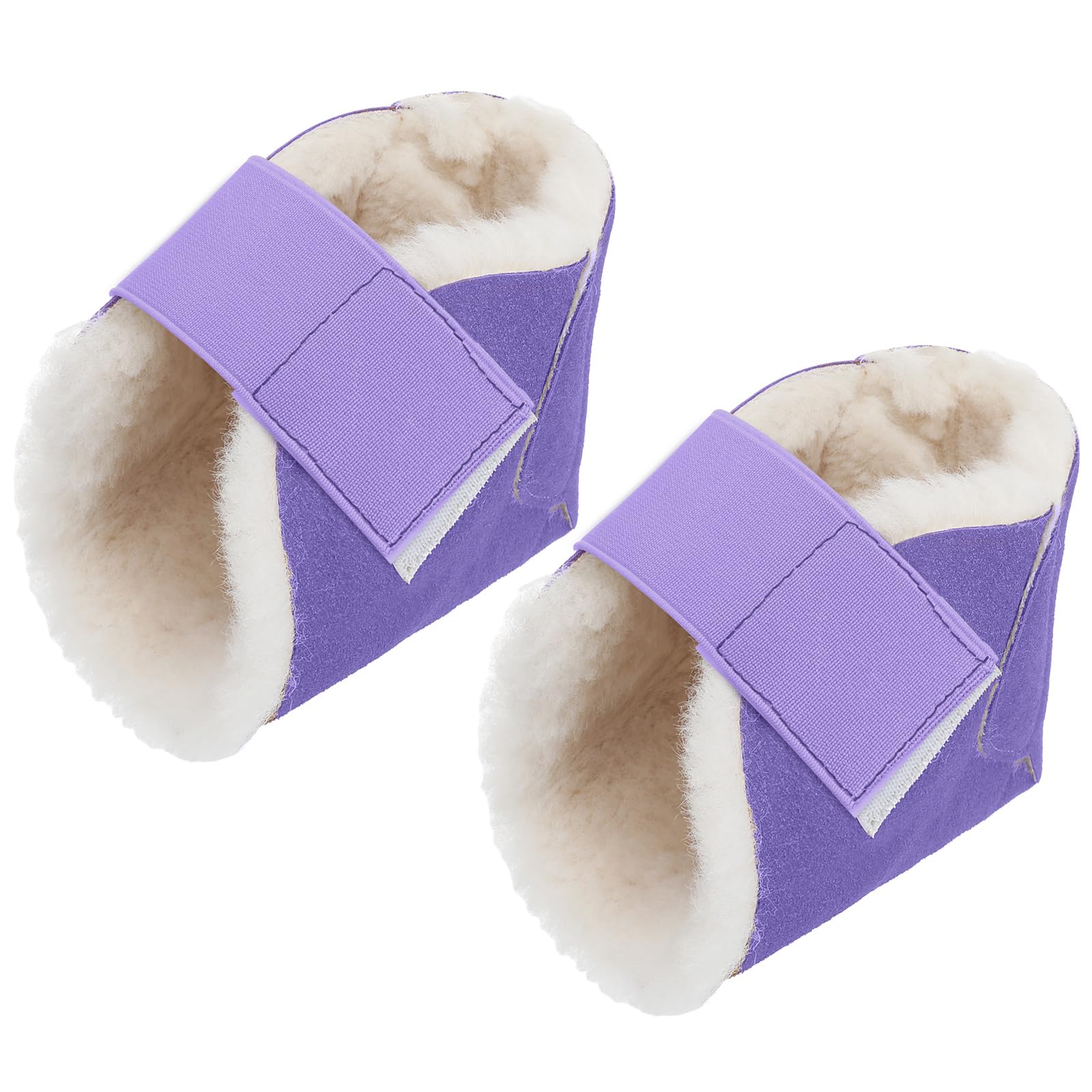 2 protectores de talón para úlceras por presión, almohadillas de talón de piel de oveja, almohadillas suaves para pies, almohadillas ajustables con correa de seguridad para úlceras de tobillo y
